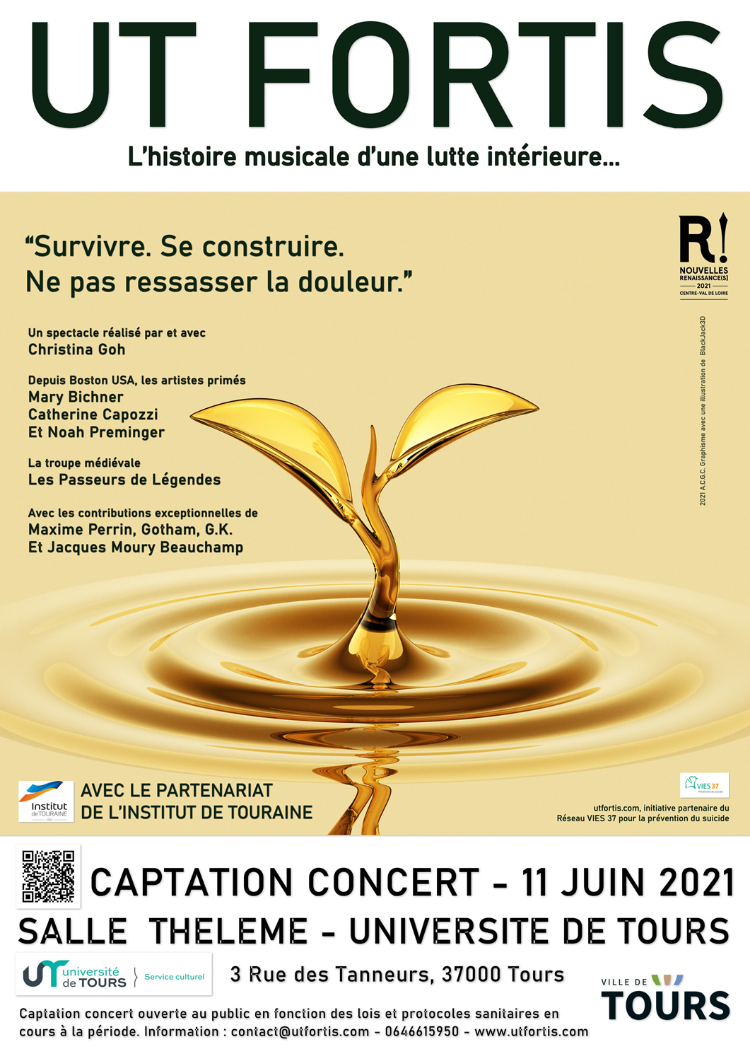 France : UT FORTIS, en captation concert le 11 juin 2021 à la Salle Thélème – Université de Tours